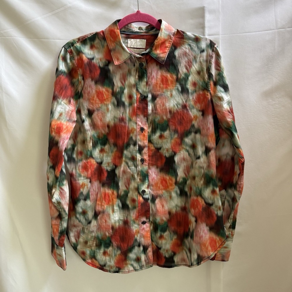 J.Crew Liberty Fabric Women's Abstract Button Shirt Top Multicolor Size 8 Slim